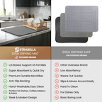 Dark Gray Dish Drying Mat – Absorbent Quick Dry Kitchen Counter Mat – Non-Slip & Easy to Clean | Strabella