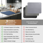 Navy Dish Drying Mat – Super Absorbent, Quick Dry Kitchen Counter Mat – Non-Slip & Easy to Clean | Strabella