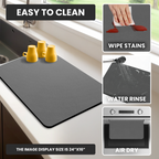 Dark Gray Dish Drying Mat – Absorbent Quick Dry Kitchen Counter Mat – Non-Slip & Easy to Clean | Strabella