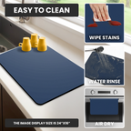 Navy Dish Drying Mat – Super Absorbent, Quick Dry Kitchen Counter Mat – Non-Slip & Easy to Clean | Strabella