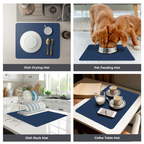 Navy Dish Drying Mat – Super Absorbent, Quick Dry Kitchen Counter Mat – Non-Slip & Easy to Clean | Strabella