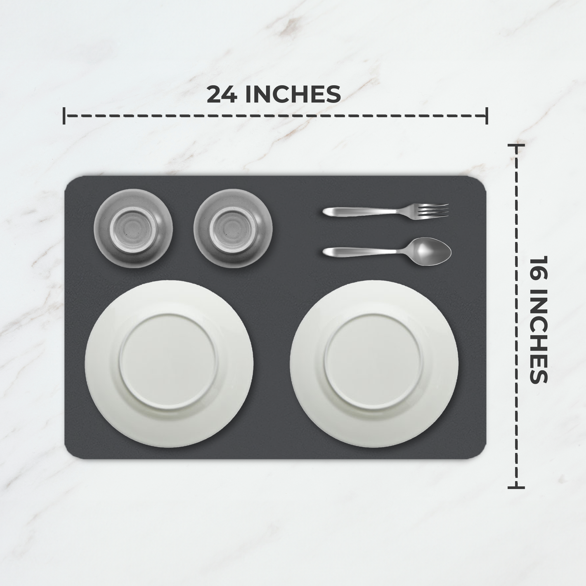 Dark Gray Dish Drying Mat – Absorbent Quick Dry Kitchen Counter Mat – Non-Slip & Easy to Clean | Strabella