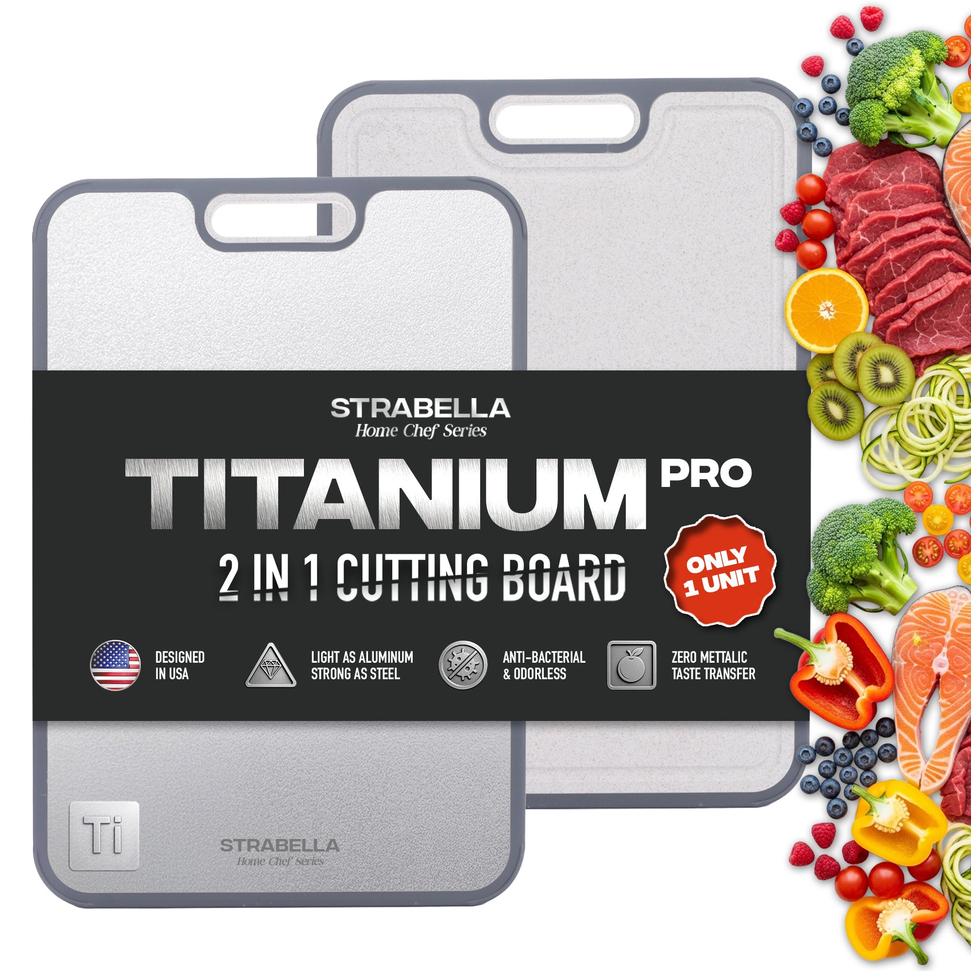 %100 Titanium Cutting Board – Antibacterial, Scratch Resistant | Strabella