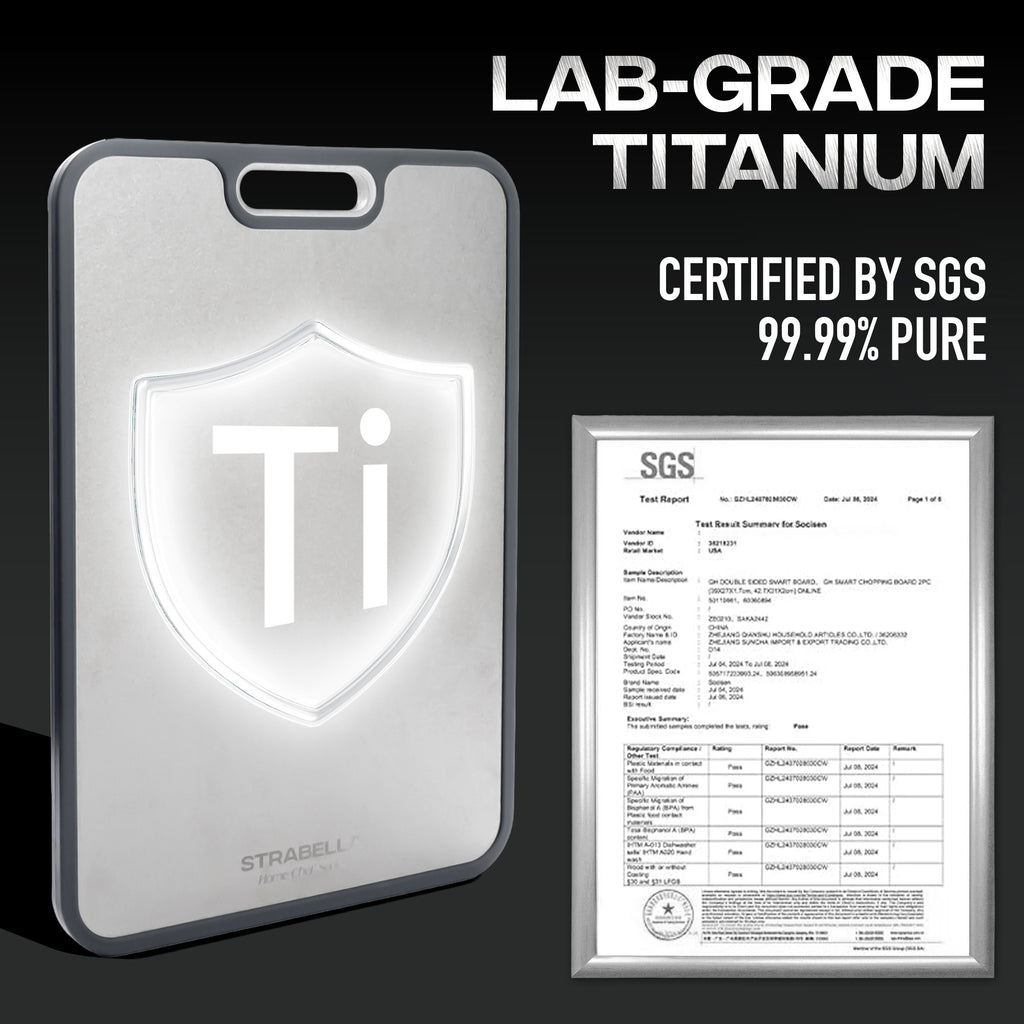 %100 Titanium Cutting Board – Antibacterial, Scratch Resistant | Strabella