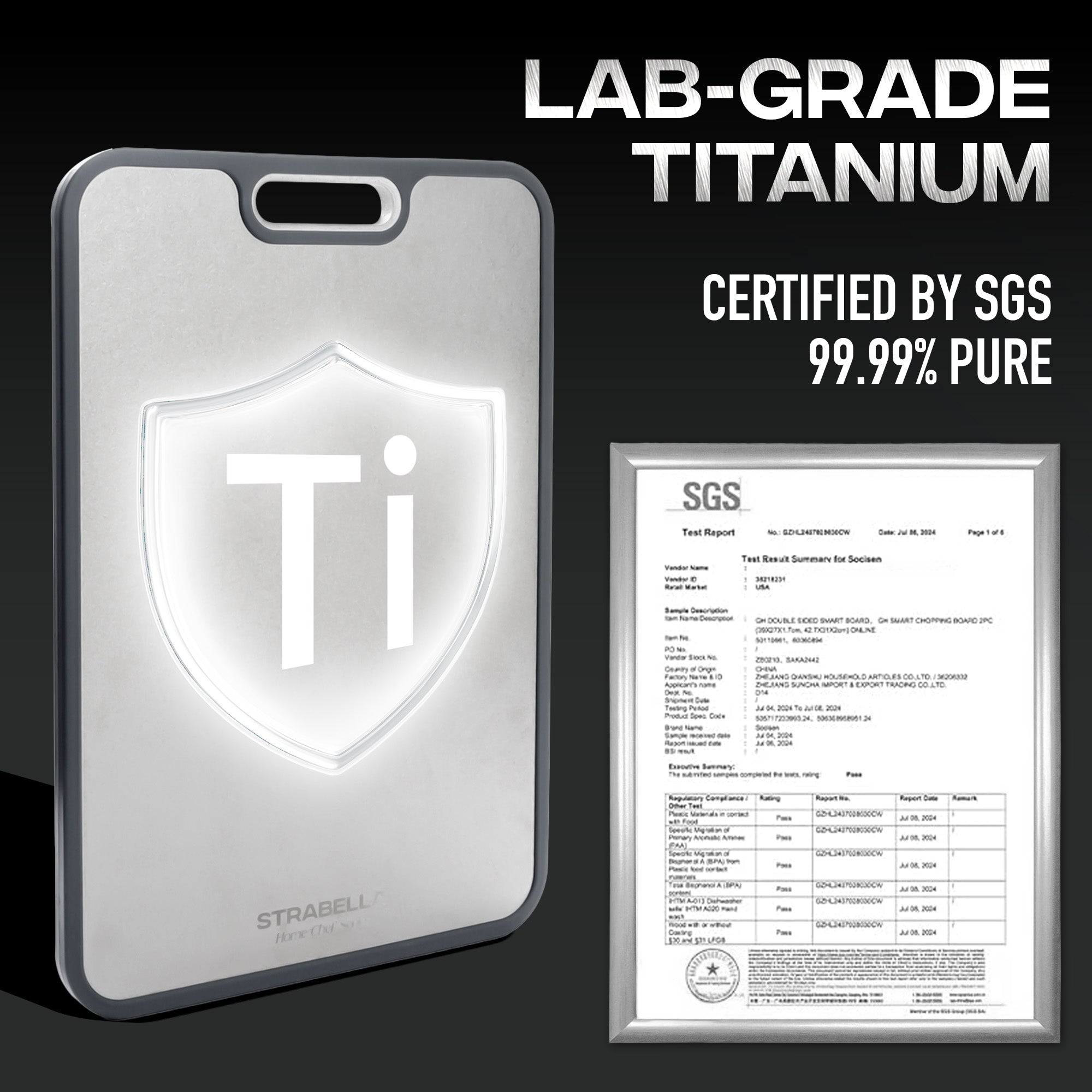 %100 Titanium Cutting Board – Antibacterial, Scratch Resistant | Strabella
