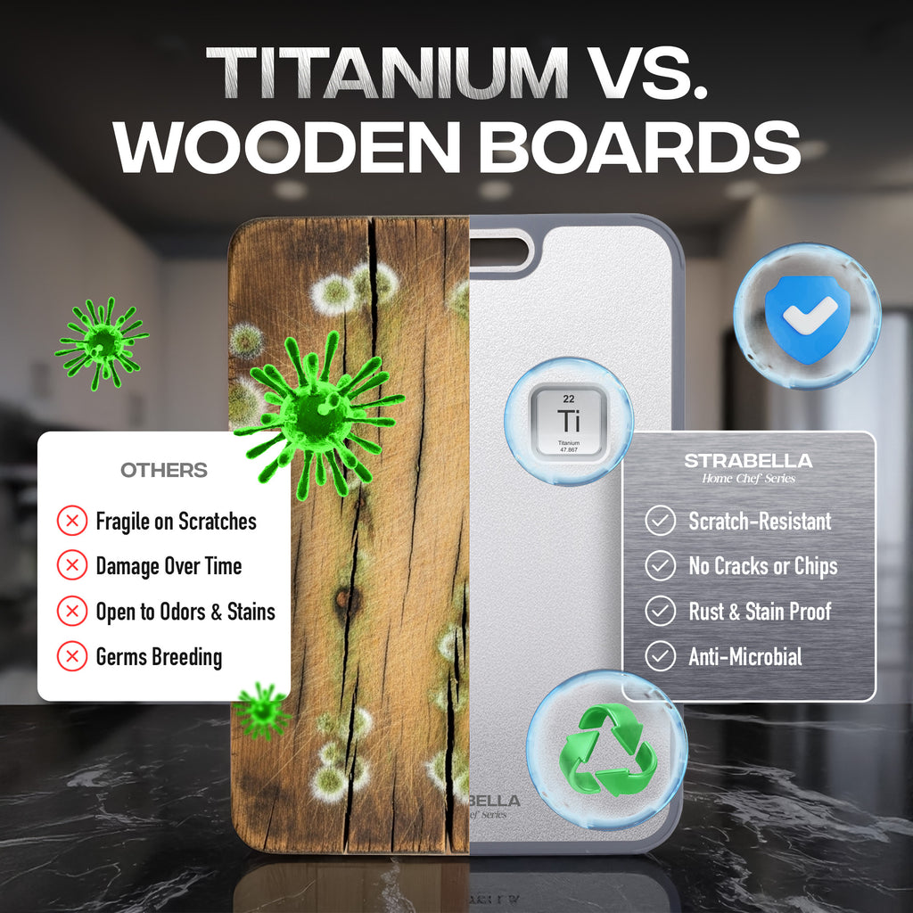 %100 Titanium Cutting Board – Antibacterial, Scratch Resistant | Strabella
